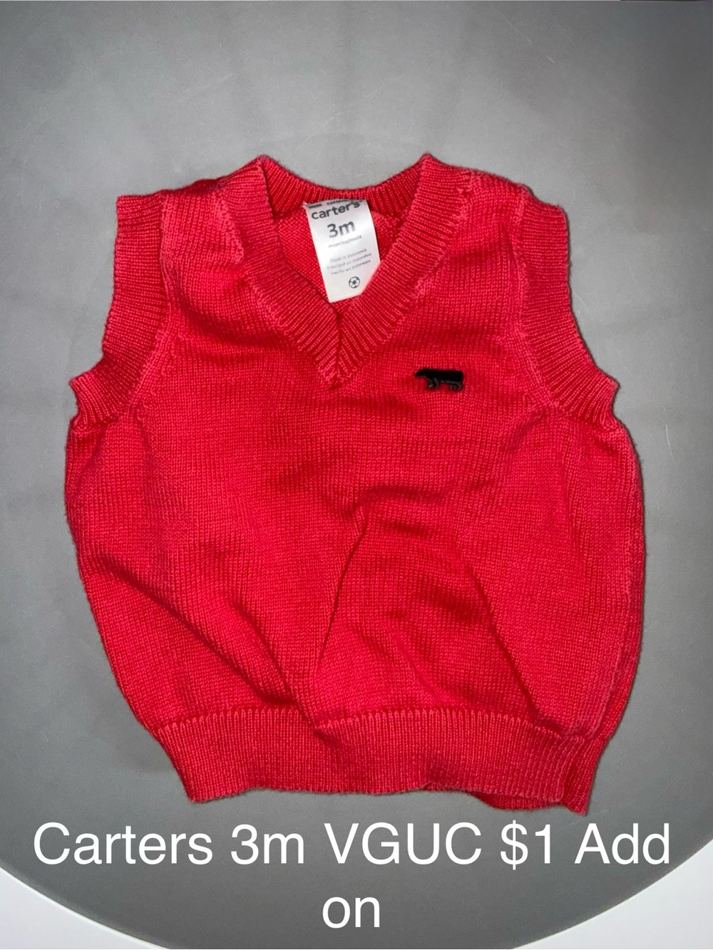 Carter's Bright Red Knit V-Neck Baby Sweater Vest